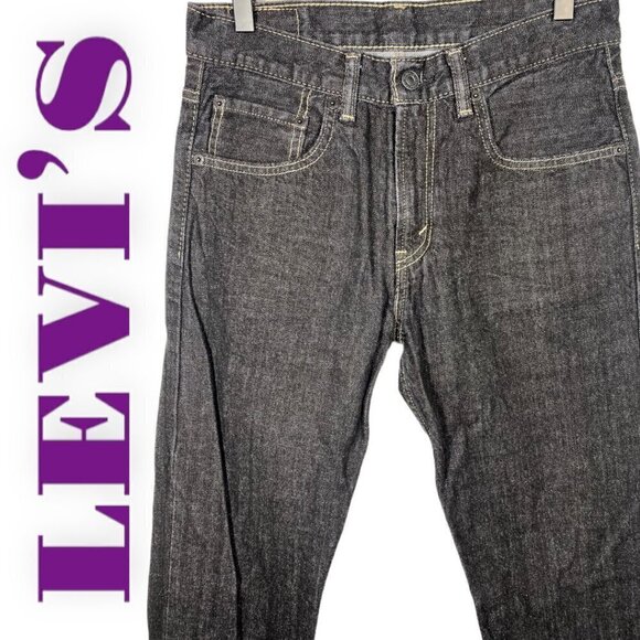 LEVIโS 505 Straight Leg High Waist Black Wash Jeans, 28x28 - Picture 3 of 9